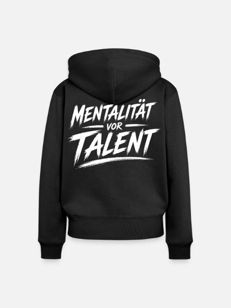 Mentalität vor Talent - Frauen Premium Bio Zip Hoodie - Schwarz