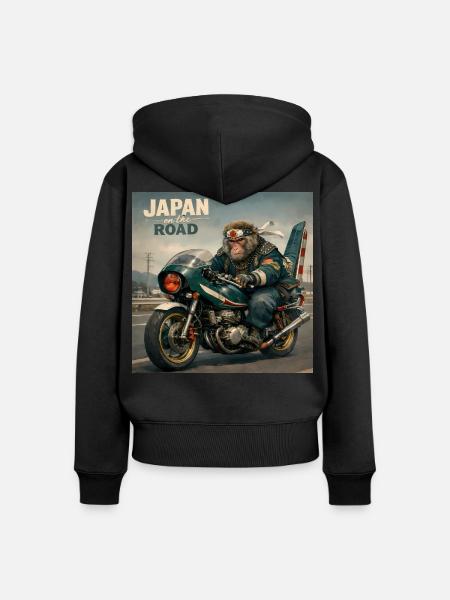 Japanischer Bosozoku-Affenbiker - Frauen Premium Bio Zip Hoodie - Schwarz