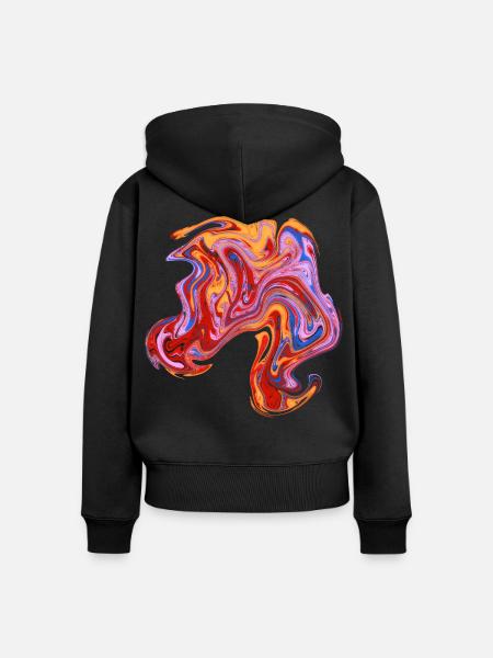 Farbwirbel Neon-Muster - Frauen Premium Bio Zip Hoodie - Schwarz