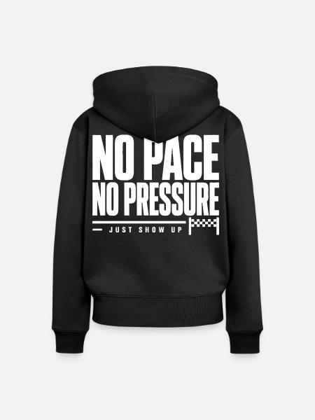 No Pace No Pressure - Frauen Premium Bio Zip Hoodie - Schwarz