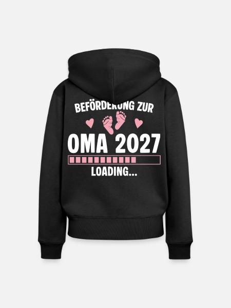 Beförderung zur Oma 2027 - Loading Nachwuchs - Frauen Premium Bio Zip Hoodie - Schwarz