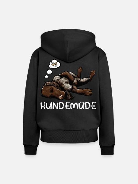 Hundemüde Deutsch Drahthaar drahthaar hunde - Frauen Premium Bio Zip Hoodie - Schwarz
