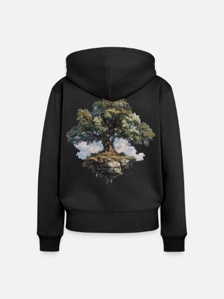 Baum - Frauen Premium Bio Zip Hoodie - Schwarz