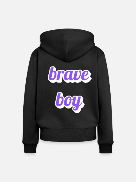 Brave Boy Schriftzug - Frauen Premium Bio Zip Hoodie - Schwarz