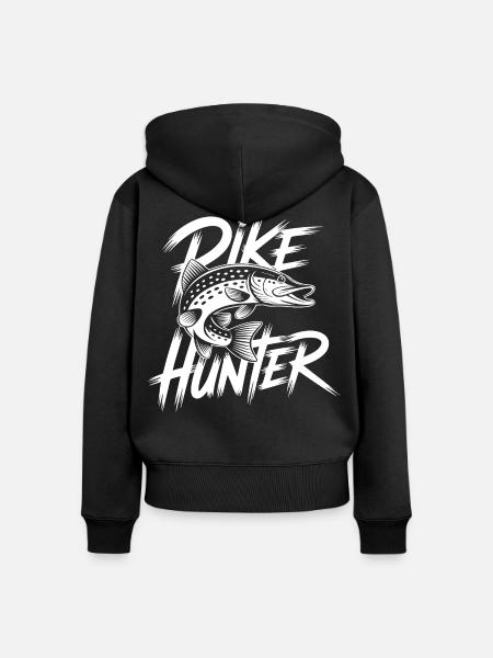 Hecht angeln - Frauen Premium Bio Zip Hoodie - Schwarz