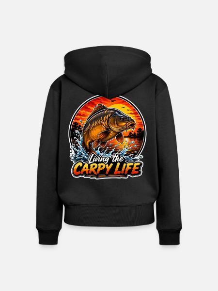 Das karpige Leben leben Spiegelkarpfen - Frauen Premium Bio Zip Hoodie - Schwarz