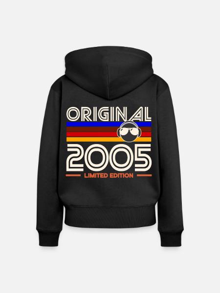 Originale 2005 Nostalgia Retro Edition - Frauen Premium Bio Zip Hoodie - Schwarz