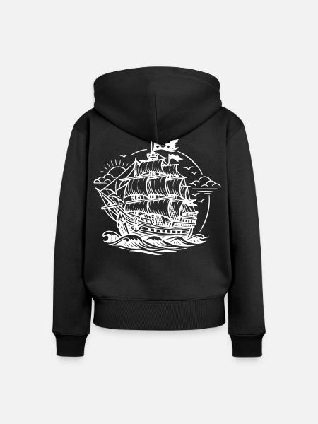 Piratenschiff - Frauen Premium Bio Zip Hoodie - Schwarz