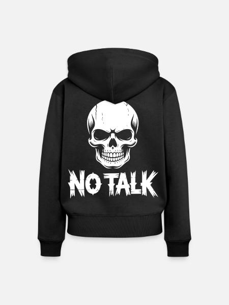 Skull No Talk - Frauen Premium Bio Zip Hoodie - Schwarz