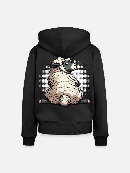 Schaf Schafe Schäfer Schafhalter Schafbock - Frauen Premium Bio Zip Hoodie - Schwarz