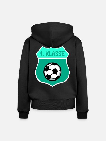 Schulanfang Fußball - 1. Klasse - Frauen Premium Bio Zip Hoodie - Schwarz