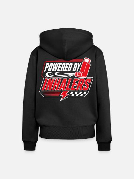 Asthma Asthmatiker Powered By Inhalers - Frauen Premium Bio Zip Hoodie - Schwarz