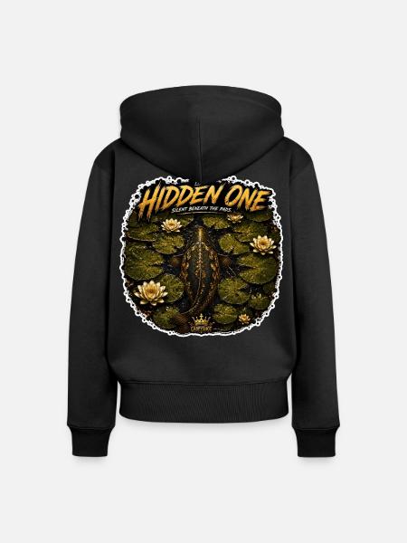 The Hidden One Karpfenfischerei-Design - Frauen Premium Bio Zip Hoodie - Schwarz