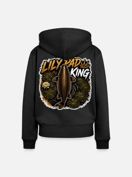 Rosenblatt-Karpfenfang-Design - Frauen Premium Bio Zip Hoodie - Schwarz