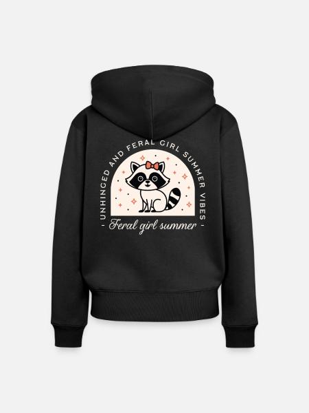 Wildes Mädchen Sommerwaschbär - Frauen Premium Bio Zip Hoodie - Schwarz