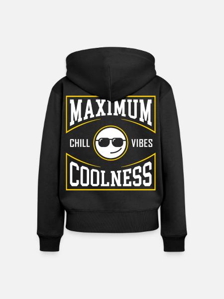 Maximum Coolness Happy Face - Frauen Premium Bio Zip Hoodie - Schwarz