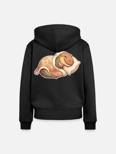 T Rex Schlafen - Frauen Premium Bio Zip Hoodie - Schwarz