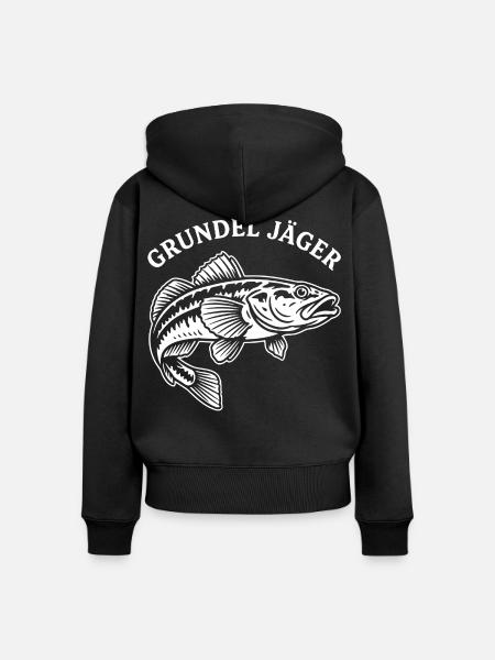 Grundel Jäger Fisch-Design - Frauen Premium Bio Zip Hoodie - Schwarz