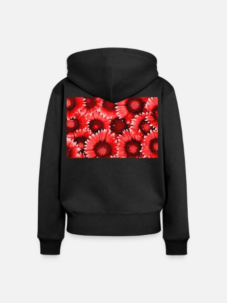Rote Blütenpracht Muster - Frauen Premium Bio Zip Hoodie - Schwarz