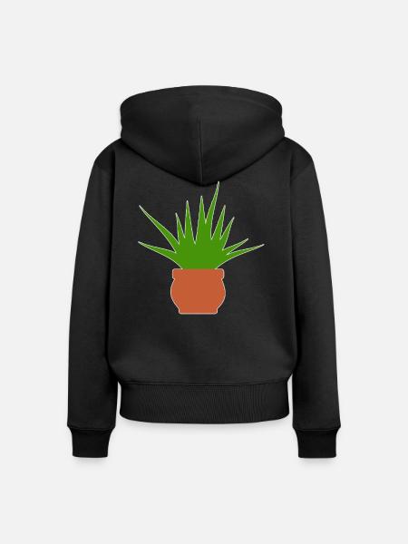 Aloe Vera Pflanze - Frauen Premium Bio Zip Hoodie - Schwarz