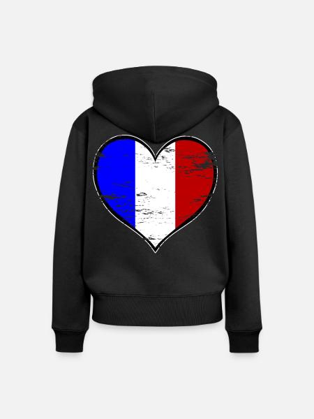 Frankreich Herzflagge used - Frauen Premium Bio Zip Hoodie - Schwarz