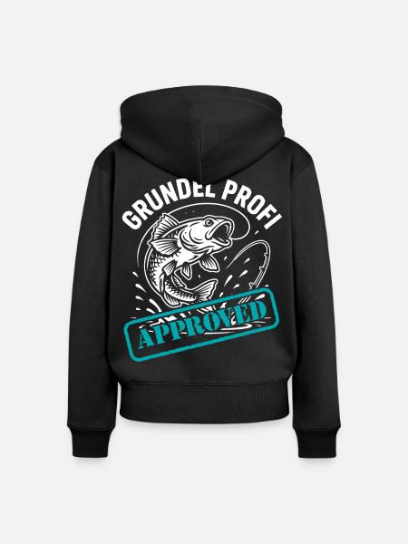 Grundel Angler - Frauen Premium Bio Zip Hoodie - Schwarz