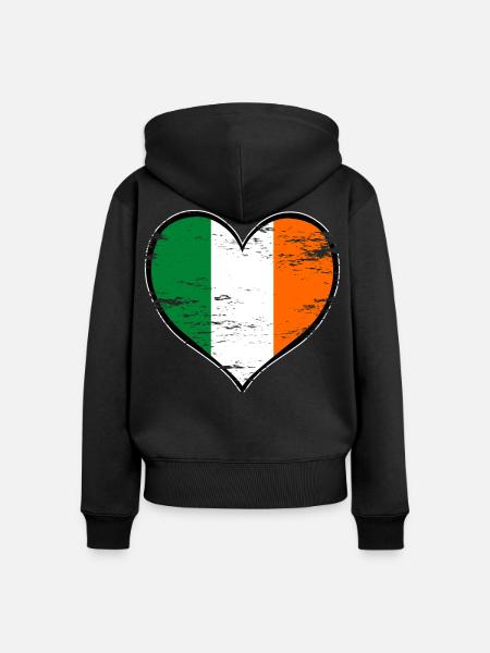 Irland Herzflagge used - Frauen Premium Bio Zip Hoodie - Schwarz