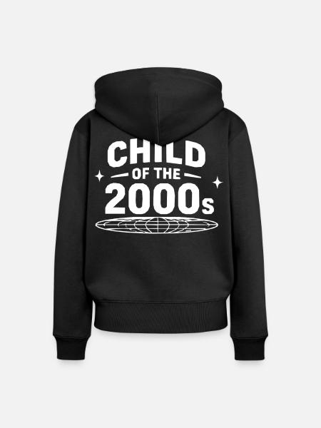 Kinder der 2000er Nostalgie - Frauen Premium Bio Zip Hoodie - Schwarz