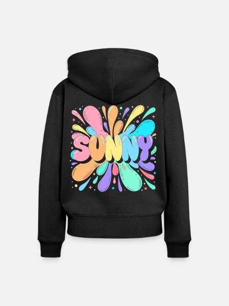 Sunny Splash Mehrfarbige Buchstaben - Frauen Premium Bio Zip Hoodie - Schwarz