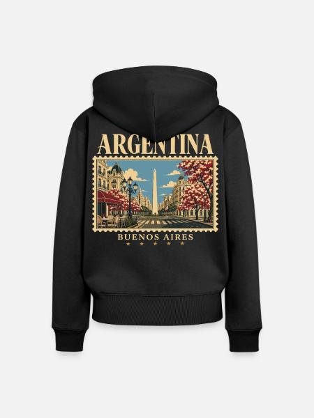 Argentinien Buenos Aires Retroreise - Frauen Premium Bio Zip Hoodie - Schwarz
