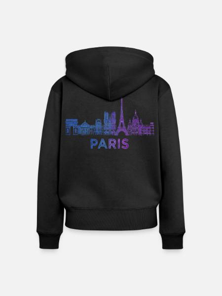 Paris Skyline Skizze - Frauen Premium Bio Zip Hoodie - Schwarz