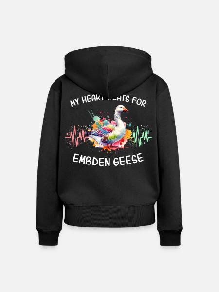 Emdengans Herzlinie - Frauen Premium Bio Zip Hoodie - Schwarz