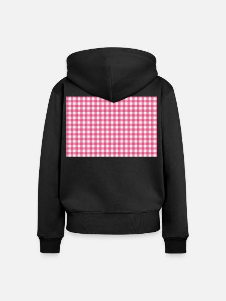 Karomuster mit Gingham Pink - Frauen Premium Bio Zip Hoodie - Schwarz