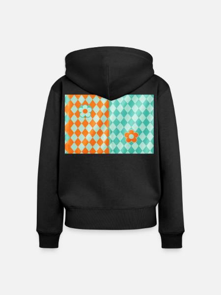 Harlekin-Petal-Duo - Frauen Premium Bio Zip Hoodie - Schwarz