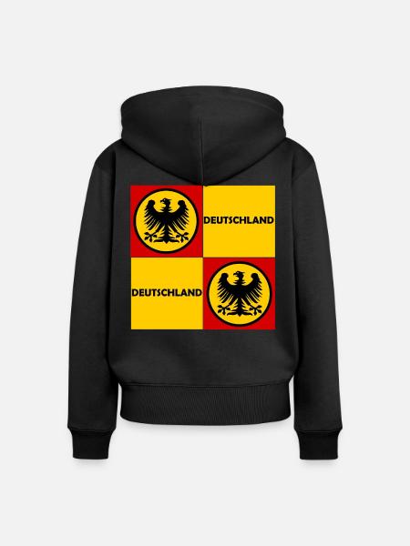 Deutschland Quadrat Wappen - Frauen Premium Bio Zip Hoodie - Schwarz