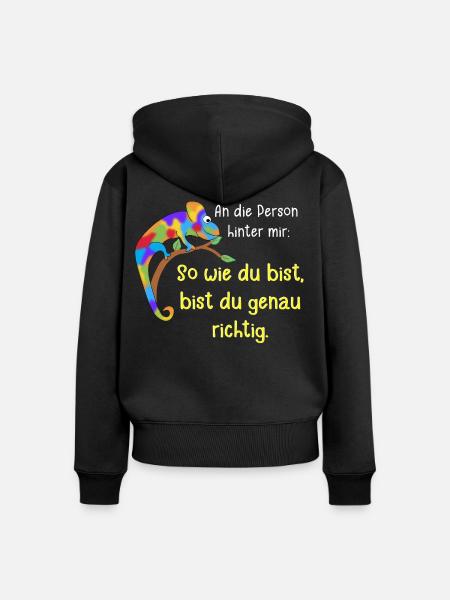 An die Person hinter mir - Frauen Premium Bio Zip Hoodie - Schwarz
