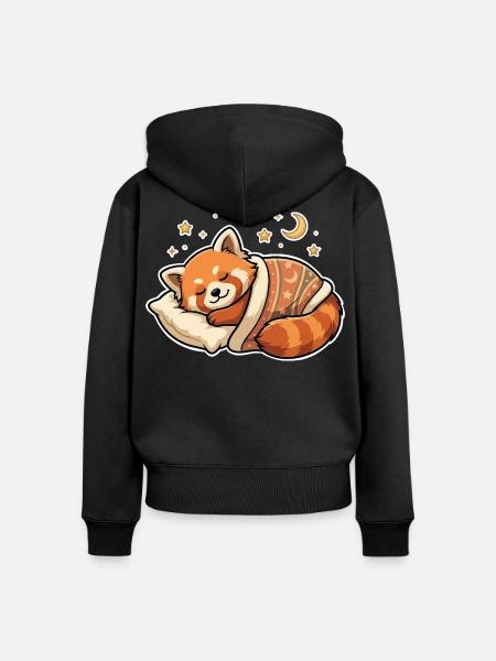 Panda Schlafen - Frauen Premium Bio Zip Hoodie - Schwarz
