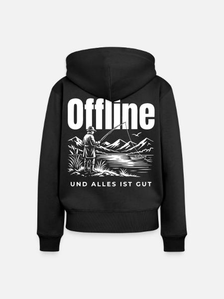 Offline Genuss - Frauen Premium Bio Zip Hoodie - Schwarz