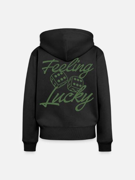 Feeling Lucky Dice Skript - Frauen Premium Bio Zip Hoodie - Schwarz
