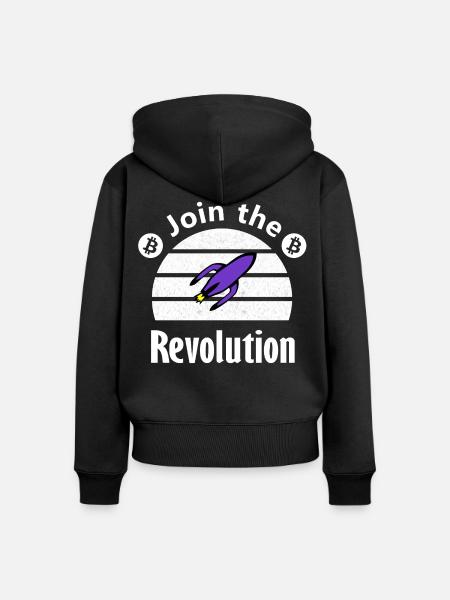 Join the Rocket Revolution - Frauen Premium Bio Zip Hoodie - Schwarz
