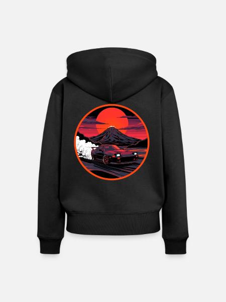 Neon Fuji Drift Smoke Edition - Frauen Premium Bio Zip Hoodie - Schwarz