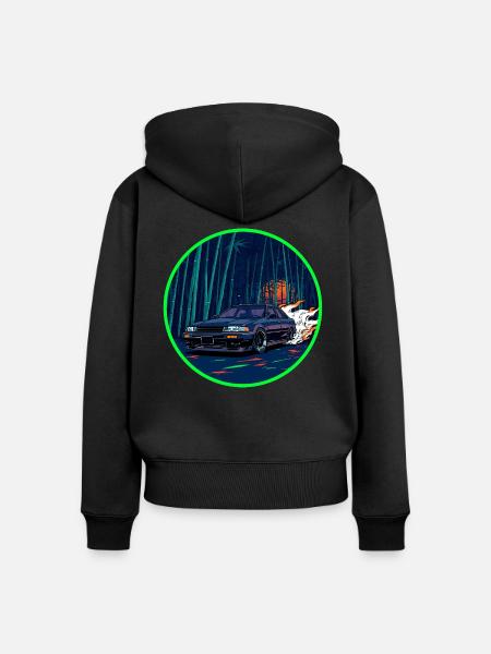 Neon Bamboo Forest Abgas-Overdrive - Frauen Premium Bio Zip Hoodie - Schwarz