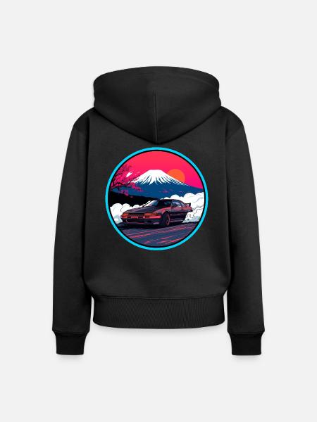 Neon Fuji Drift Performance Edition - Frauen Premium Bio Zip Hoodie - Schwarz