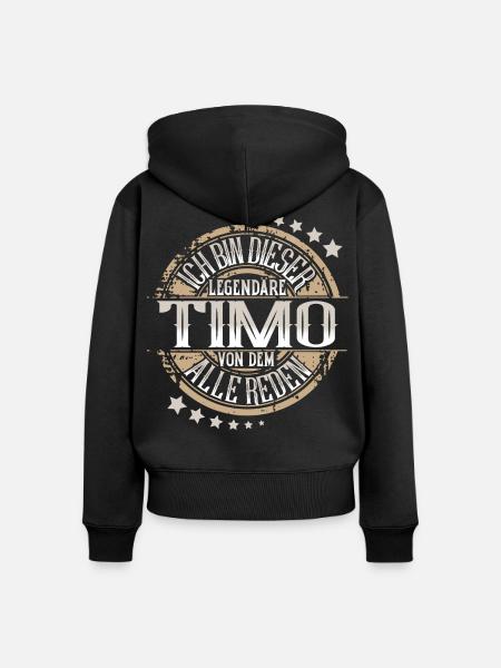 Timo - Frauen Premium Bio Zip Hoodie - Schwarz