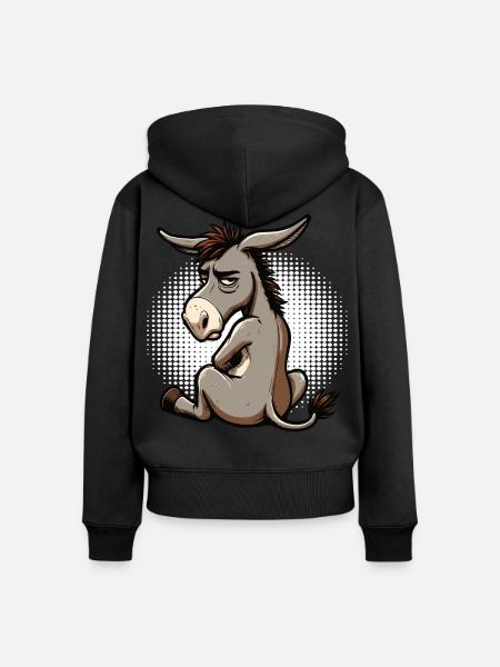 Esel Eselchen Eselhalter Muli Langohresel Muli - Frauen Premium Bio Zip Hoodie - Schwarz