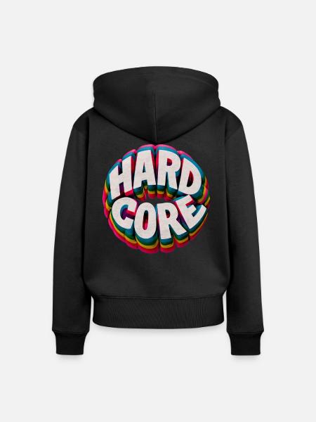 Hardcore Regenbogen - Frauen Premium Bio Zip Hoodie - Schwarz