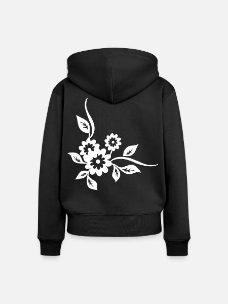 Weiße Blüten - Frauen Premium Bio Zip Hoodie - Schwarz