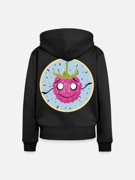 Kuscheliges Himbeer-Gesichtsmotiv - Frauen Premium Bio Zip Hoodie - Schwarz