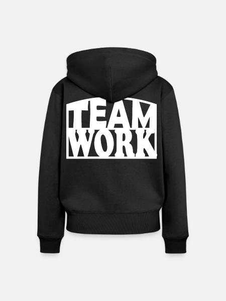 Teamwork Kraftvolles Blockbuchstaben-Design - Frauen Premium Bio Zip Hoodie - Schwarz