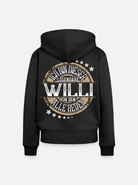 Willi - Frauen Premium Bio Zip Hoodie - Schwarz